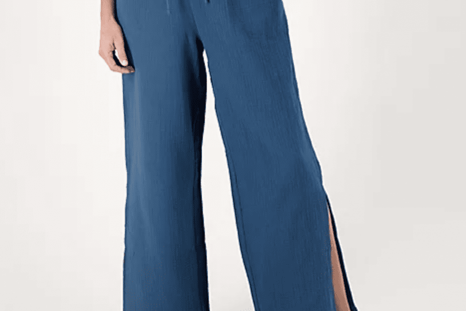 Candace Cameron Bure blue gauze pants