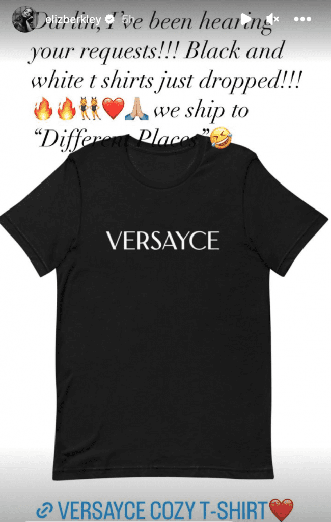 Versayce black shirt from Elizabeth Berkley