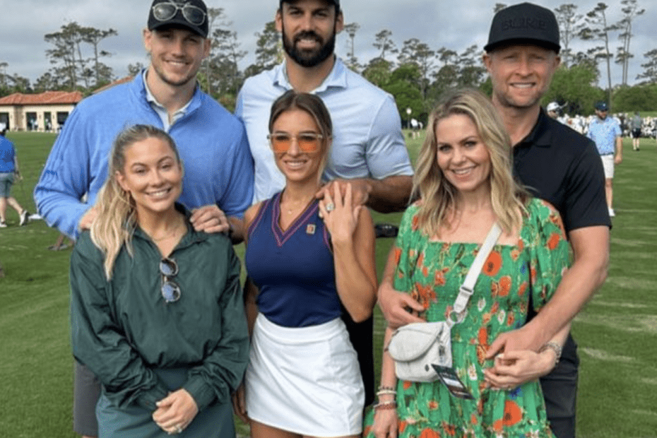Candace Cameron, husband Val and Eric Decker on the golf course
